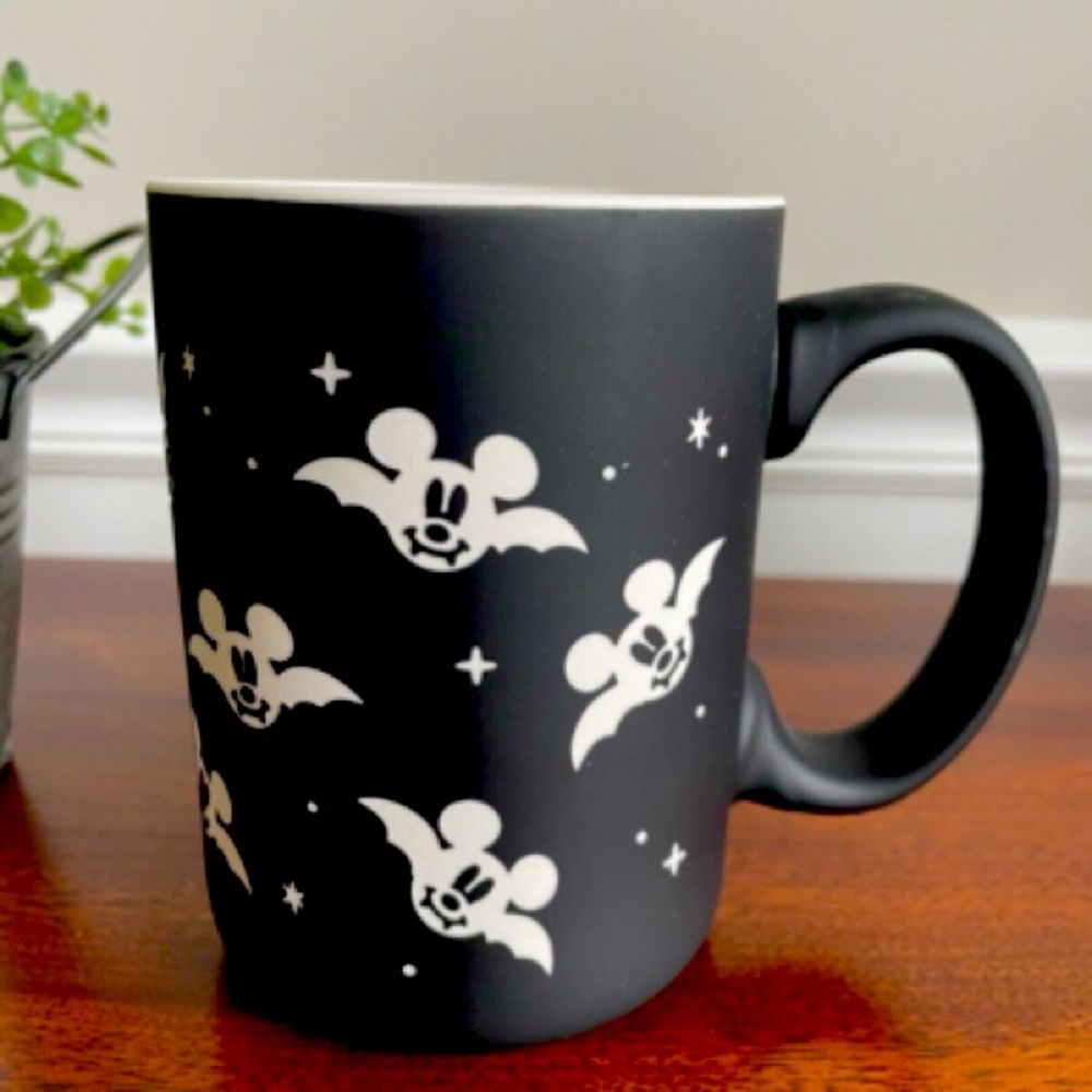 Disney Halloween Mickey Bat Vampire Mug Soft Touch Black Etch Ceramic Coffee NWT